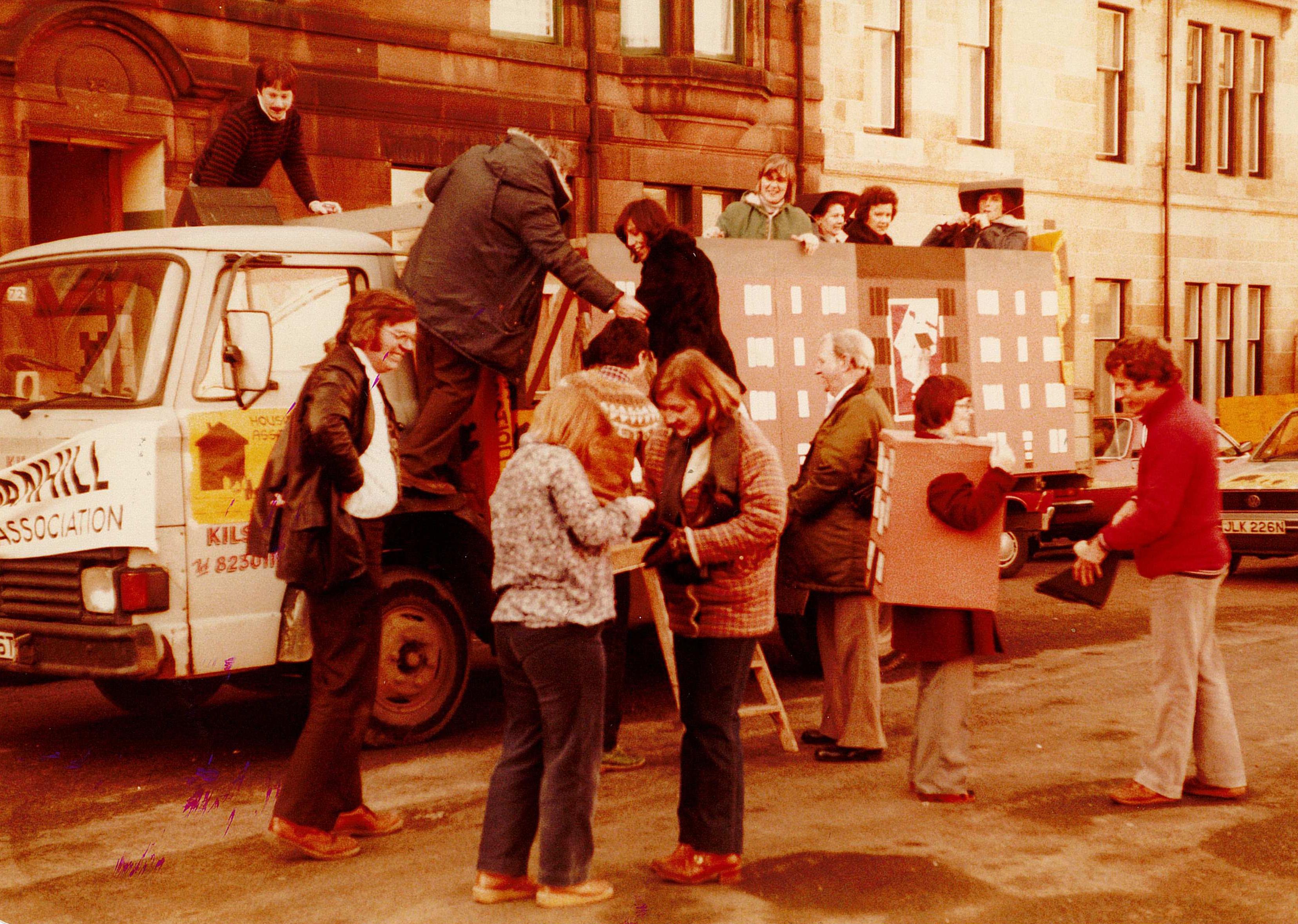 Residents dressed as tenements