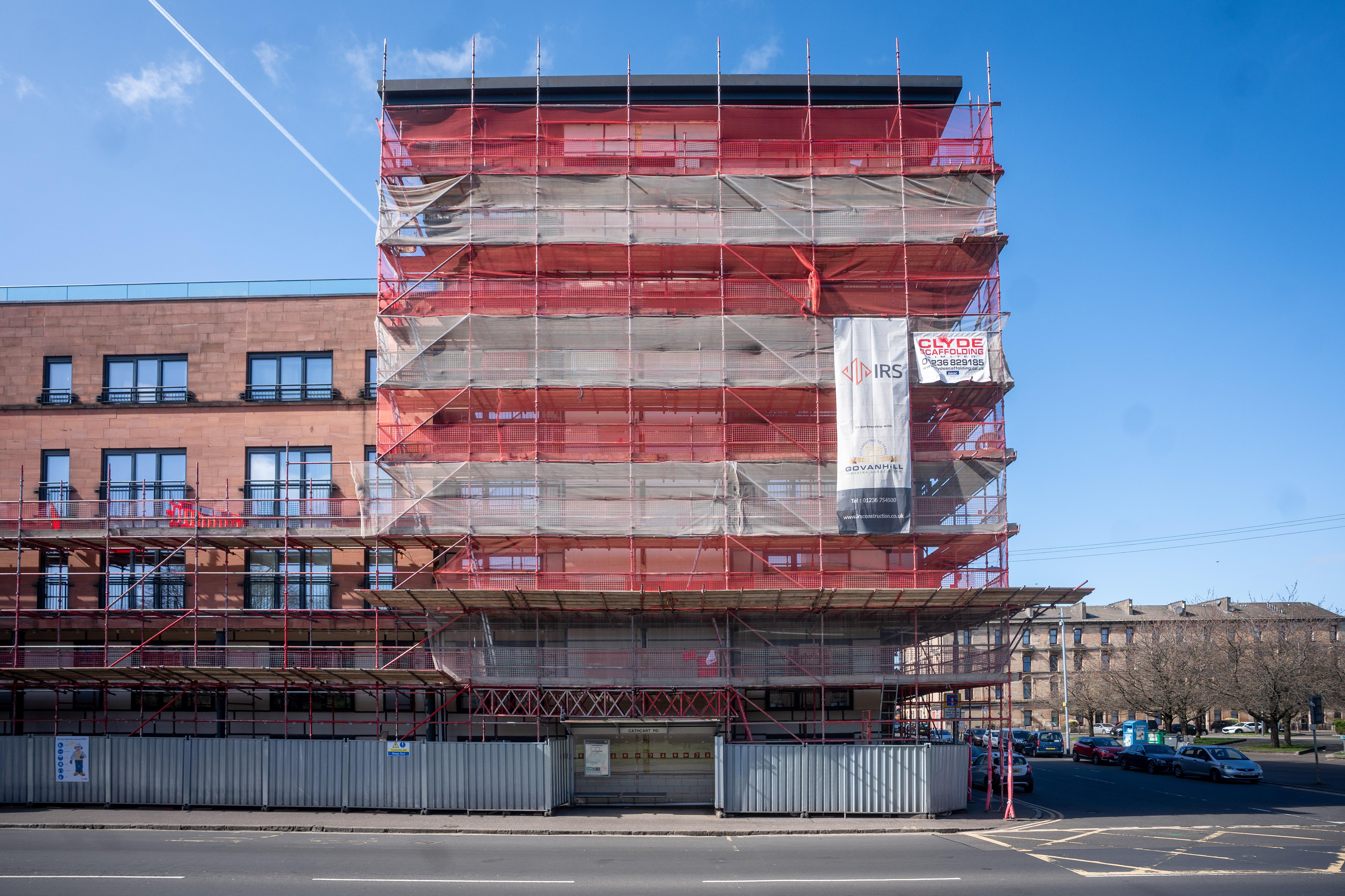 Long shot of scaffolding landscape